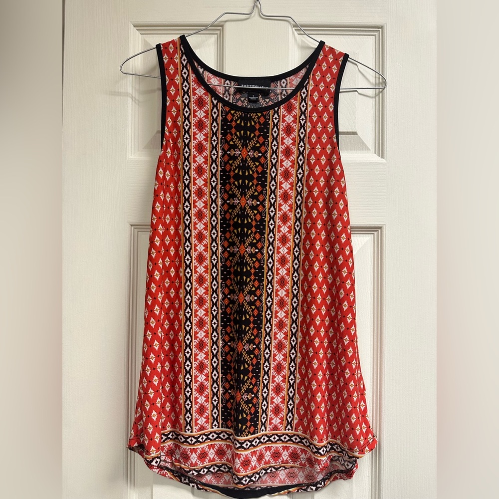 Fortune + Ivy Orange & Black Print Tank Top